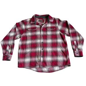 Orvis | Men's Heavyweight Flannel Shirt Jacket‎ Red Brown Cream Size XL Fall EUC